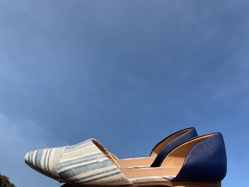 Mocassim Tommy Hilfiger Elf Toe Ballet Flats listrado azul feminino tamanho 7 ❤️sj8m2 - Imagem 4 de 4