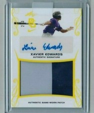 XAVIER EDWARDS 2017 LEAF PERFECT GAME SHOWCASE AUTO YELLOW PATCH 2/3 TAMPA BAY