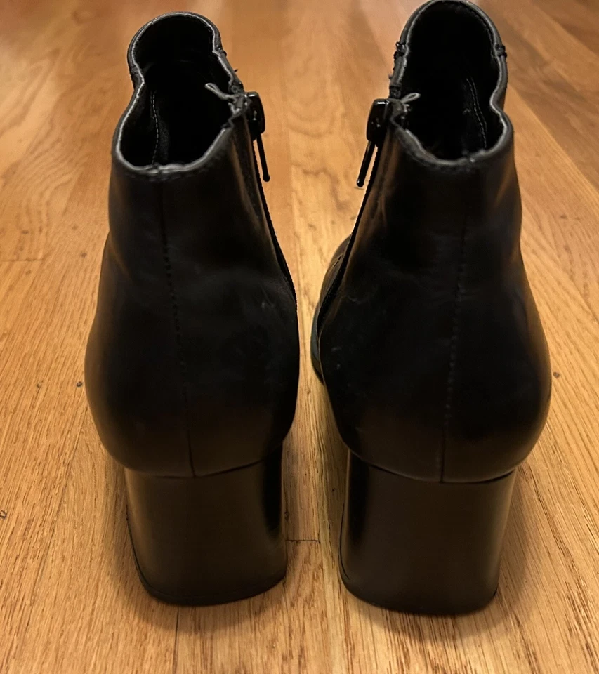 De Colección Y2K Thom McAn Puntera Cuadrada Tacón Grueso Negro Botines Talla 8 W Foto 3 de 4