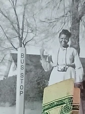 african american school* Rare Colored School Teacher Play time at Bus Stop