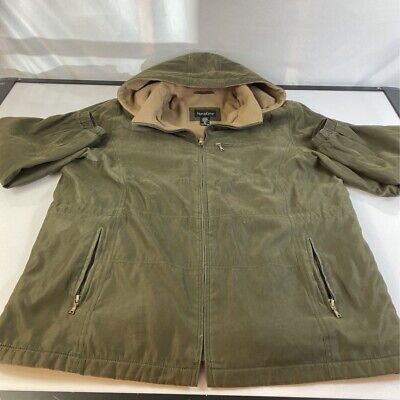 Northcrest Womens Jacket Green Full Zipper Hooded Lined Pockets Mock Neck  XL | eBay