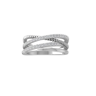 14K White Gold Round Lab grown Diamond Rope Wedding Ring Size 7 For Women