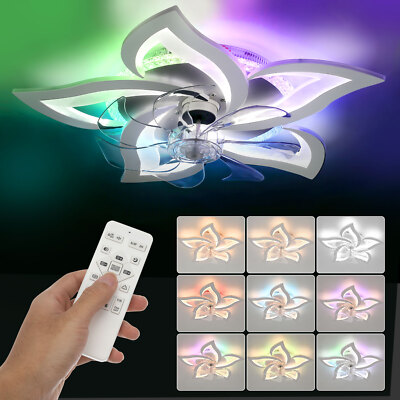 RGB Deckenventilator Beleuchtung Fernbedienung LED Deckenlampe Schlafzimmer 50W