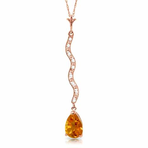 1.79 Carat 14K Rose Gold Hastening Towards Citrine Diamond Necklace 14"-24"  - Picture 1 of 4
