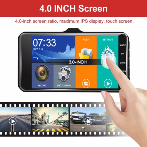 4" Dash Cam Pro Car Camera Recorder Dual Front and Rear HD 1080P Night Vision UK - Picture 5 of 14
