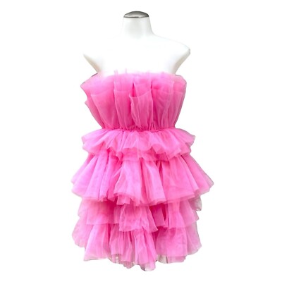 ALTAR'D STATE Womens M Tiered Tulle Strapless Mini Dress Short Cocktail  Barbie | eBay