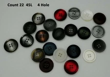 22 Lot Mixed Button 45L Flat 4 Hole Multicolor