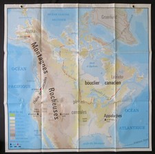 Carte géographie école AMERIQUE DU NORD relief éditions ROSSIGNOL 