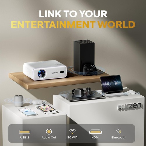 Proyector 3D Inteligente 4K DoIby 1080P 5G WiFi Bluetooth Video Cine en Casa HDMI USB - Imagen 7 de 9