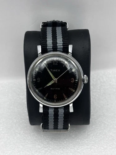 Timex Viscount Automatic Watch --Vintage, Black Dial, 1950s