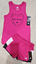 ADIDAS 2-Piece Tank Top  Mesh Shorts Activewear Set Outfit Girls 6X 6-7 NWT