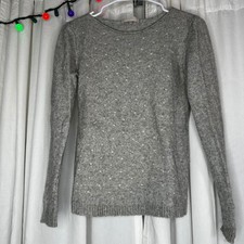 Benedetta By L Magnani Grey Speckled Merino Wool Blend Sweater Size L Minimalist