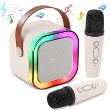 Mini Karaoke Machine for Kids, Portable Bluetooth Speaker with 2 Wireless Mic...