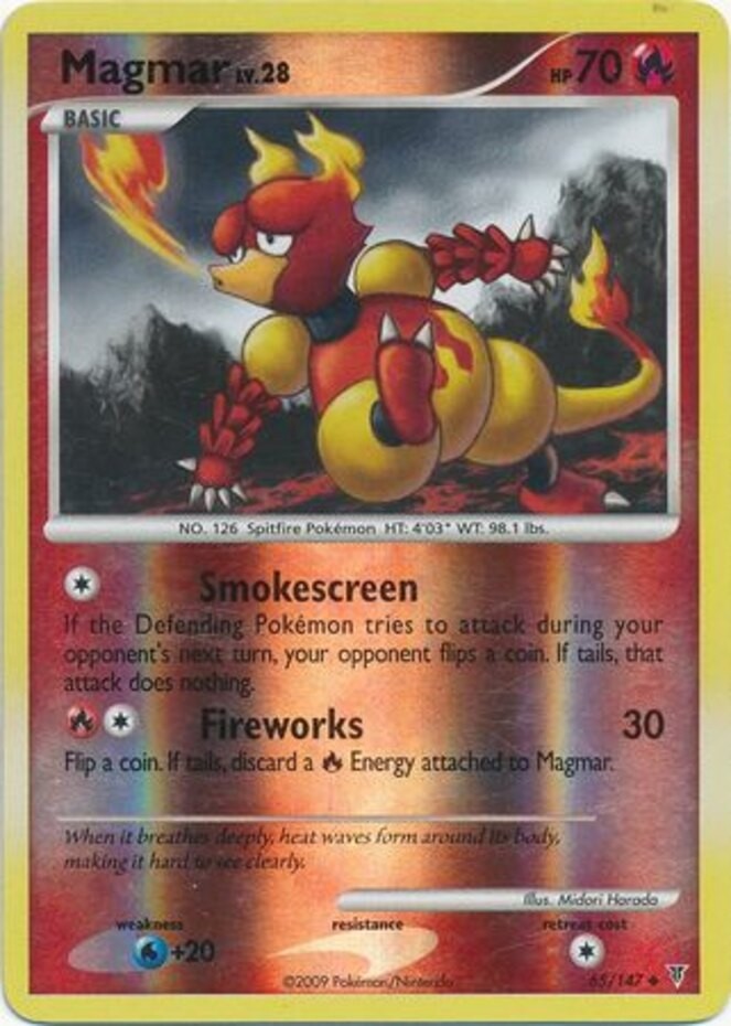 1x Magmar - 65/147 - Uncommon - Reverse Holo Lightly Played Pokemon Platinum Sup