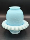Vintage 2 pc FENTON Blue Satin Persian Medallion Two Pc Fairy Lamp SEE PICTURES