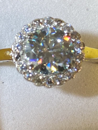 1.99Ct VS1- White Blue Round Moissanite  Ring 925 Silver Sz-7