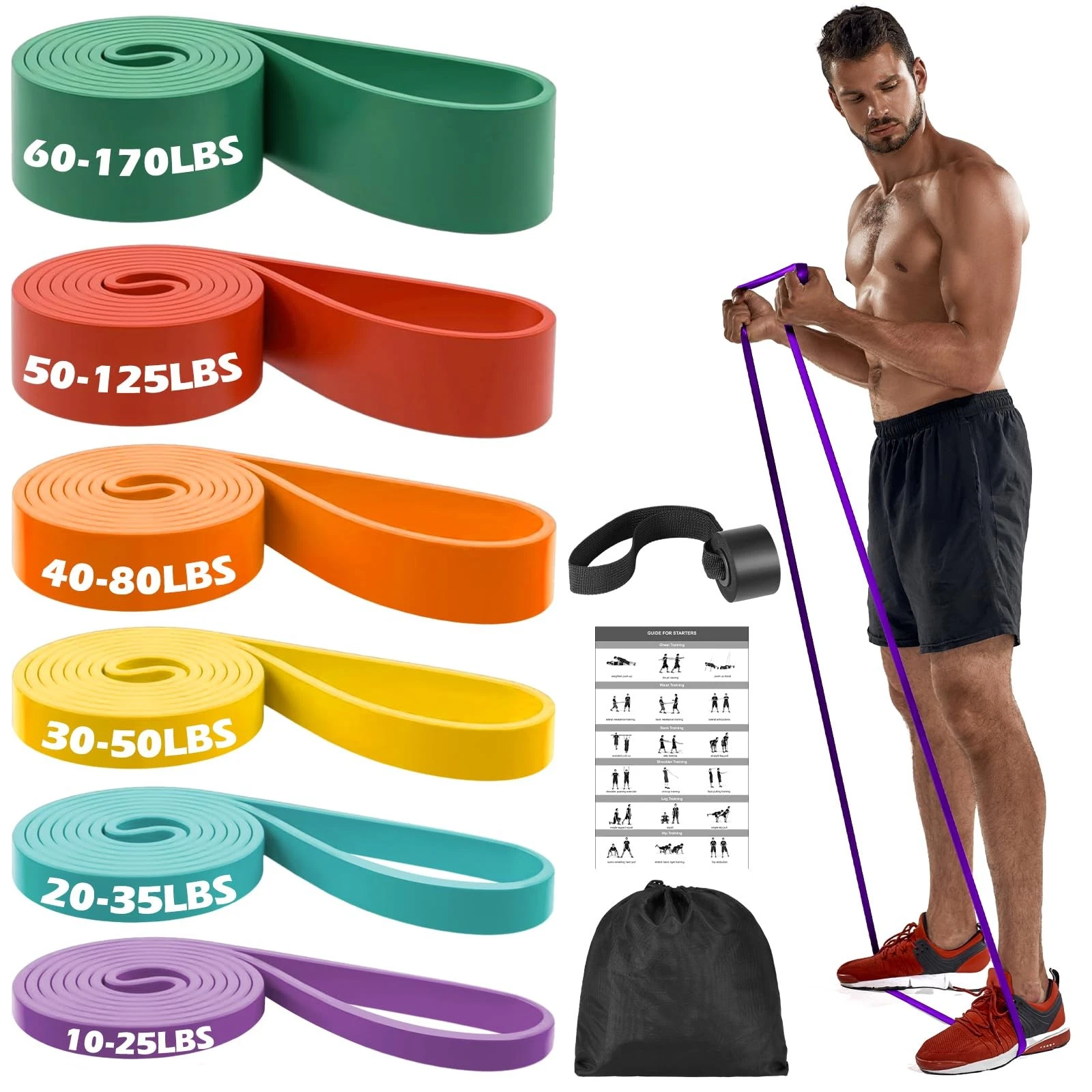 Zacro Pull Up Bands Set - 6 Levels Resistance Bands Set for Men and Women -