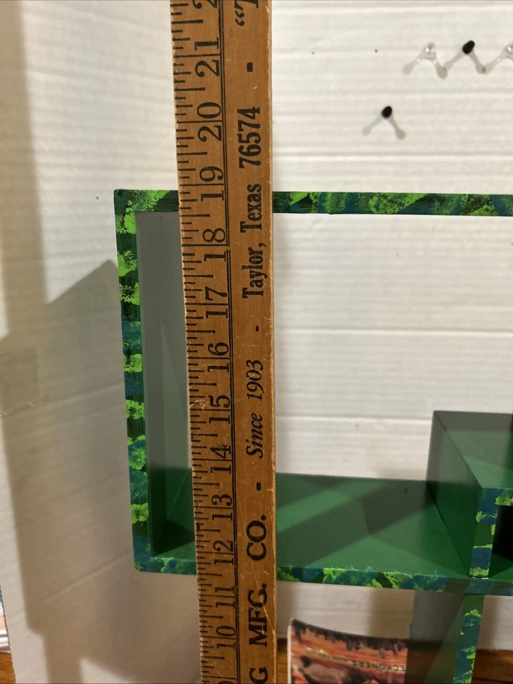 Vintage Large Wood Wooden Interlocking Wall Shelves MCM 25” X 19” X 4” Green - Image 4 of 4