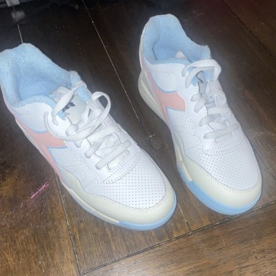 Diadora Breathable Lace Up Low Top Sneakers White Blue Pink Fabric Lining