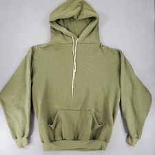 Vintage 70s Russell Athletic Army Green Blank Hoodie Men Sz M USA 50/50 Gold Tag