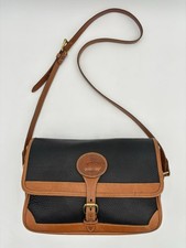 VTG Dooney  Bourke Surrey Saddle Crossbody Bag Black  British Tan AWL