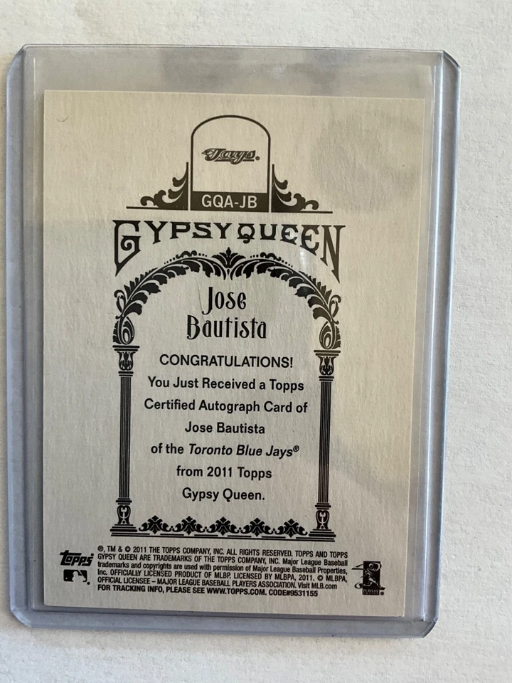 Jose Bautista  2011 Topps Gypsy Queen Autograph *On-Card Auto* #GQA-JB Blue Jays - Image 3 of 3