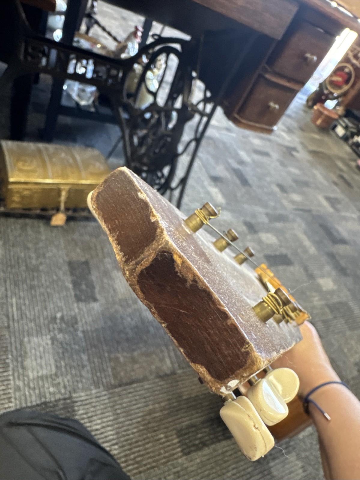 Vtg 1960's Acoustic Small Body Guitar Round Neck-6 Strings Stamped Made in USA