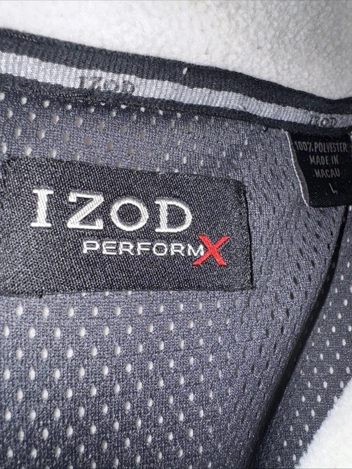 IZOD PerformX Fleece Pullover Cream Black 1/4 Zip Warm Winter Jacket L - Image 2 of 2