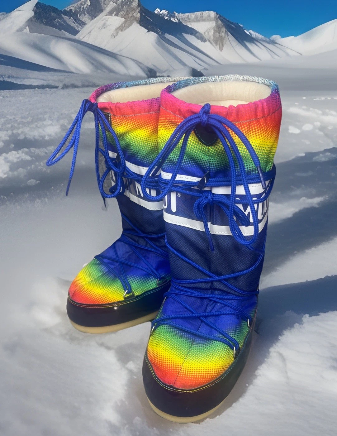 Tecnica The Original Moon Boots Snow Boots In Multicoloured Blue size 2-5 LBGTQ