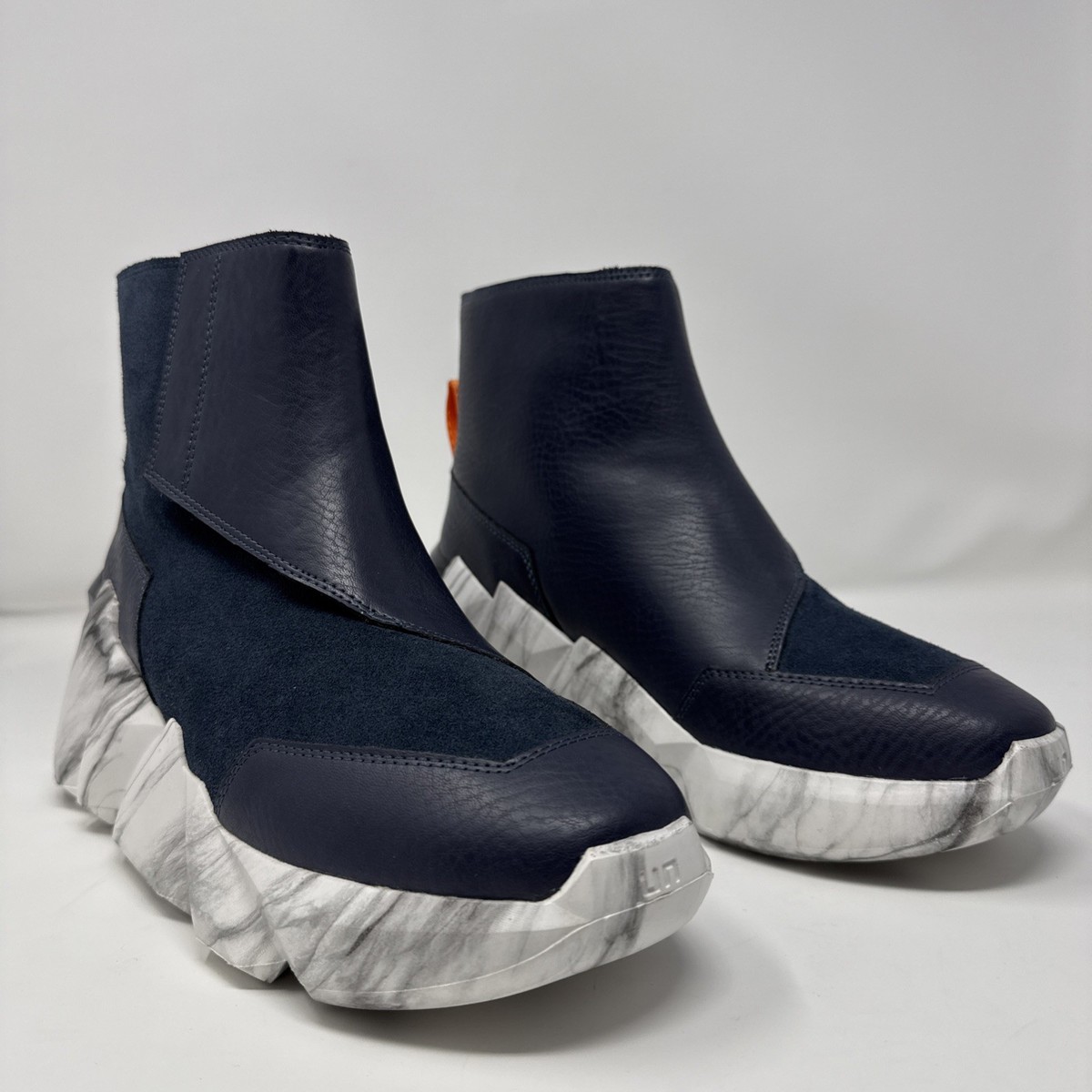 United Nude Space Kick V Boot Geometric Blue Leather Ankle Bootie 