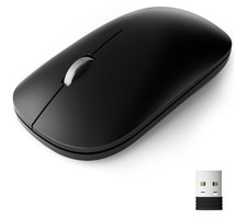 Wegear Black USB Wireless Slim Mouse With Metal Scroll