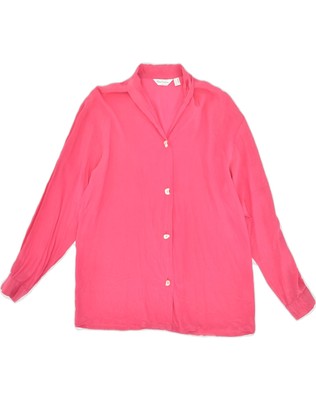 Vintage Damen Shirt Bluse UK 10 Small Rosa YQ35