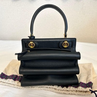 TORY BURCH Lee Radziwill Petit Accordion Hand Shoulder Bag Leather