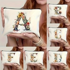 Beautiful Flower Toiletry Bag with English Letters Cosmetic Bag Toiletry Pouch  