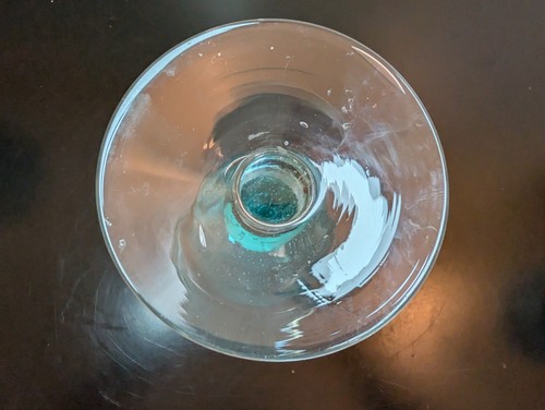 ARTLAND 18 Oz Iced Tea Iris Turquoise Blown Bubble Glass Stemmed Goblet - Picture 9 of 11