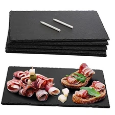  6 Pieces Slate Cheese Board, 12" x 8" Black Charcuterie Boards Natural Slate 