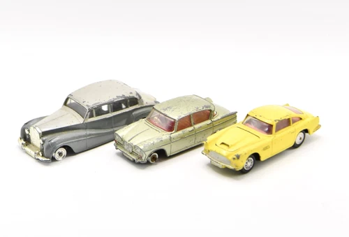 3 x Vintage Original Corgi Dinky Toys Model Car Singer Aston Martin Rolls Royce