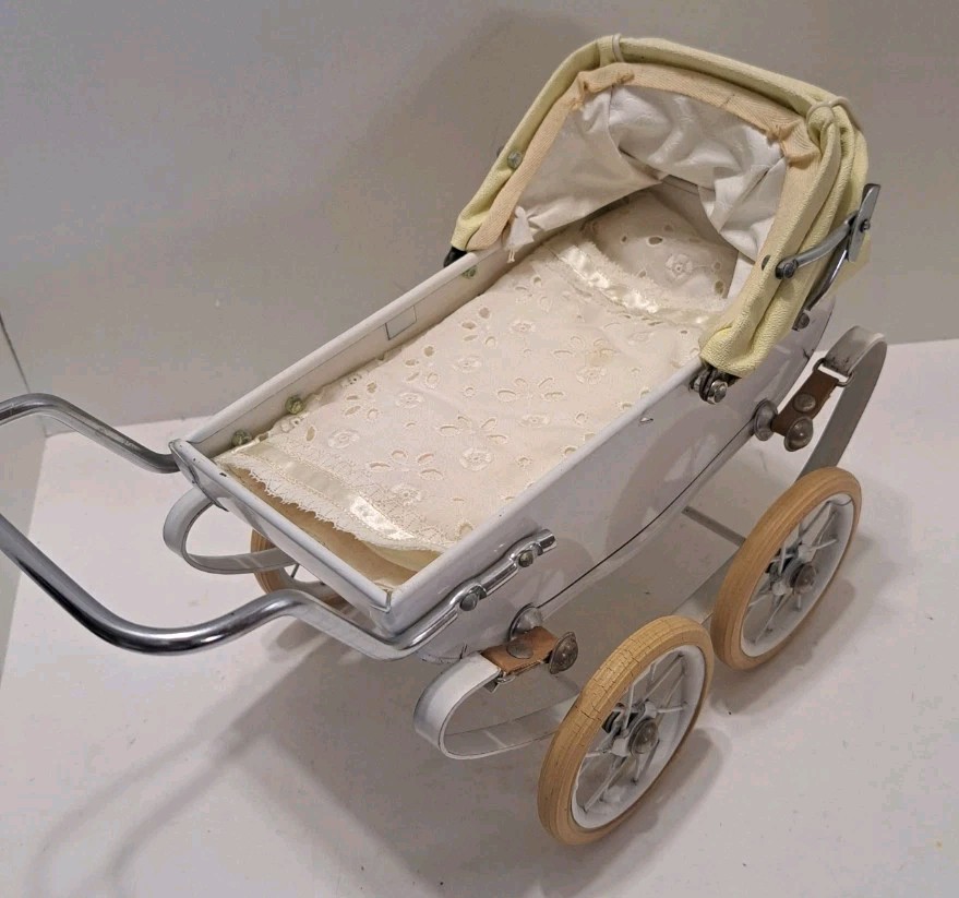 Vtg 1950s Mid Century DOUCET French Doll Carriage Pram Buggy RED Made In France 