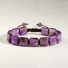 Natural Real Amethyst Protection Beaded Healing Reiki Men Women Bangle Bracelet