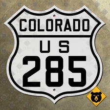 Colorado US Route 285 highway road sign 1926 Denver Lakewood 16x16