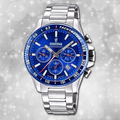 Festina Herrenuhr Timeless Chronograph Armbanduhr Edelstahl silber UF20560/3