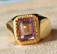NAtural Amethyst Ring 925 Sterling Silver Stylish Mens Ring, Hand MAde Ring