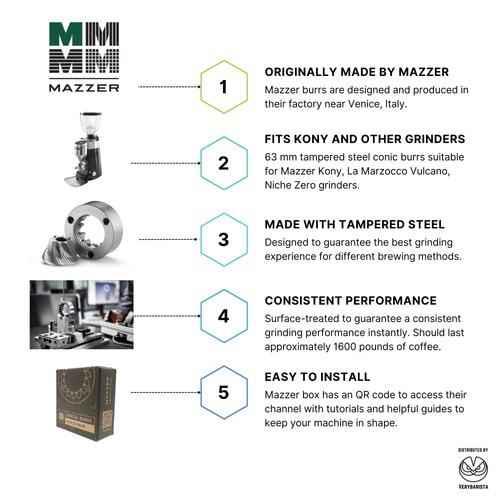 Mazzer Burrs OEM - 191C, 63mm conico per smerigliatrici Kony. con Nicchia Zero, La... - Foto 3 di 6