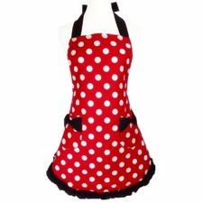 Lovely Retro Adjustable Red Polka Dot Aprons For Women Girls Cute Funny Apron Bo