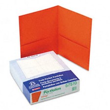 Oxford Twin-Pocket Portfolios, 8 1/2" x 11", Orange, Pack Of 25