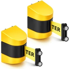 2 Pcs 16.4 ft Retractable Wall Mount Barrier Crowd Control Safety Caution
