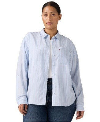 Levi's Plus Darlene Chikee Stripe Chambray Shirt Women's 2X Light Blue Multi