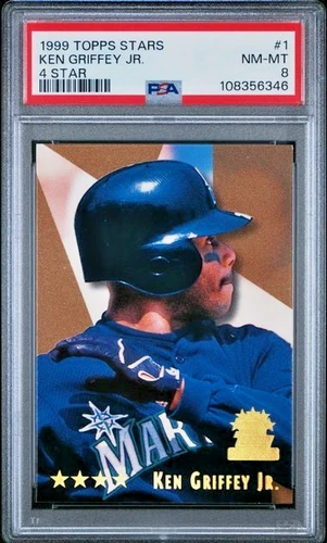 1999 Topps Stars 4 Star #1 Ken Griffey Jr SP SEA HOF Low Pop HTA Exclusive PSA 8