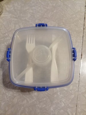 Sistema Lunch To Go Reusable Salad Box Blue 1.1 L dressing, utensils + extra box