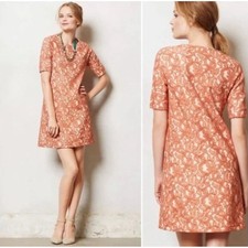 Anthropologie Paul & Joe Sister Lace Bellini Shift Dress Peach Mini Retro Mod S